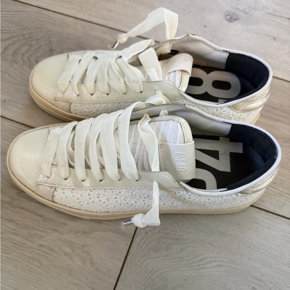 P448 Cream and White eyelet Sneakers